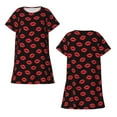 thumbnail image 5 of Lafuoo Sexy Red Lips Kiss Pattern Women's Short-sleeved Nightdress, Knee-length Pullover Nightgown, Summer Home Wear-3X-Large, 5 of 8