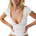 thumbnail image 1 of Camiseta con cuello en V profundo, manga corta, camiseta de manga corta con escote en V profundo, camiseta ajustada, rendimiento sólido, 1 of 8