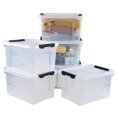 thumbnail image 1 of Pekky 22 Quart Latching Storage Container Bin with Wheels, 6 Packs Plastic Storage Tote Box, Clear, 1 of 4