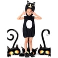 thumbnail image 3 of Gunia Kids Black Cat Costume With Hat For Boys Girls Cosplay Halloween Costumes Role Play Dress Up Outfits Stage Performance Holiday Party Wear,Black, 3 of 7