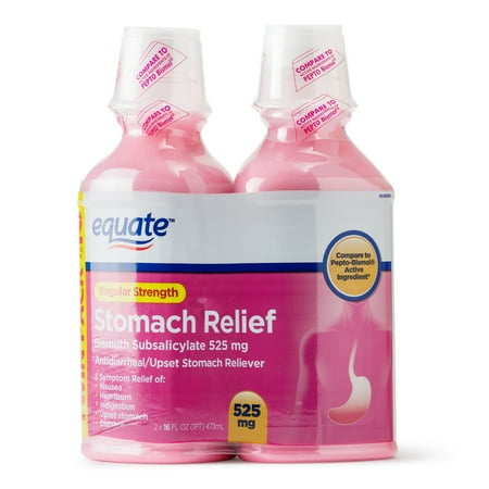 Equate Regular Strength Stomach Relief Liquid, 525 mg, 16 fl oz, 2 (Best Medicine For Stomach Cramps)