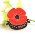 thumbnail image 4 of Remember Memorial Day Gift Red Black Poppy Brooch Pin Lest We Forget Lapel Pin, 4 of 5