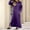 Purple, variant on Patlollav Womens Dresses Fashion Round Neck Winter Warm Color Long Sleeve Pocket Long Dress