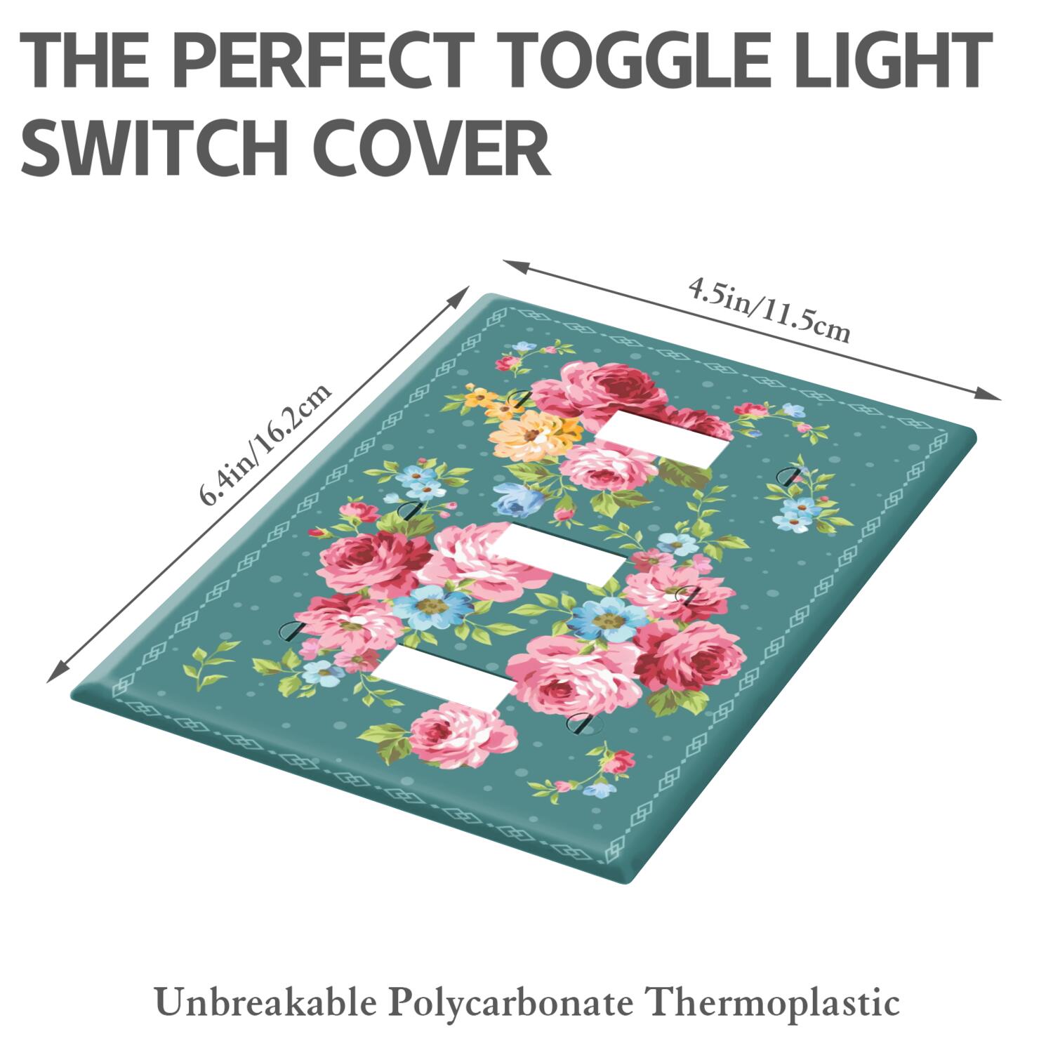 Triple Light Switch Pioneer Floral Wall Plate,Size 3-Gang 4.5" x 6.4” Light Switch Cover, Polycarbonate Thermoplastic Electrical Switchplate Home Decor for Kitchen Living Room Bedroom Decorate