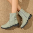 thumbnail image 2 of flowers-print-ankle-boots-women-retro-belt-buckle-chunky-heels-cowboy-boots-with-side-zipper-autumn-and-winter-round-toe-shoes, 2 of 7