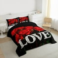 thumbnail image 3 of Castle Fairy Romantic Rose Twin Comforter Sets,Black Red Bedding Set, 3 of 8