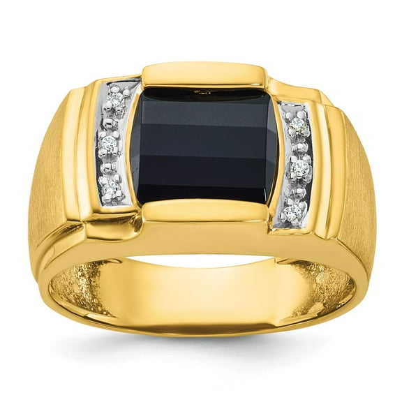 10k IBGoodman Men's Onyx and Diamond Complete Ring