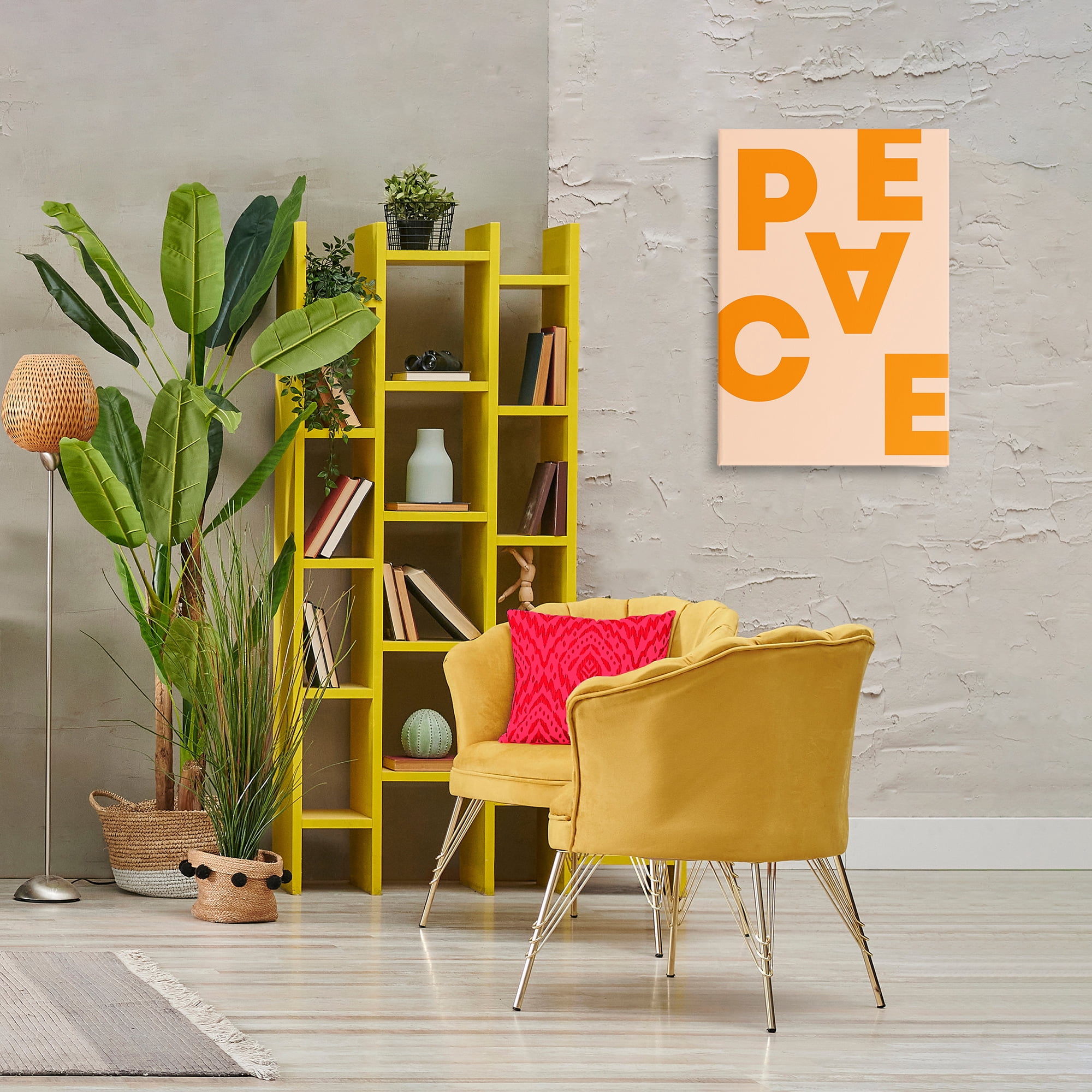 Stupell Industries Peace Orange Typography Typography Painting Gallery Wrapped Canvas Art Print Wall Art, 20 x 30