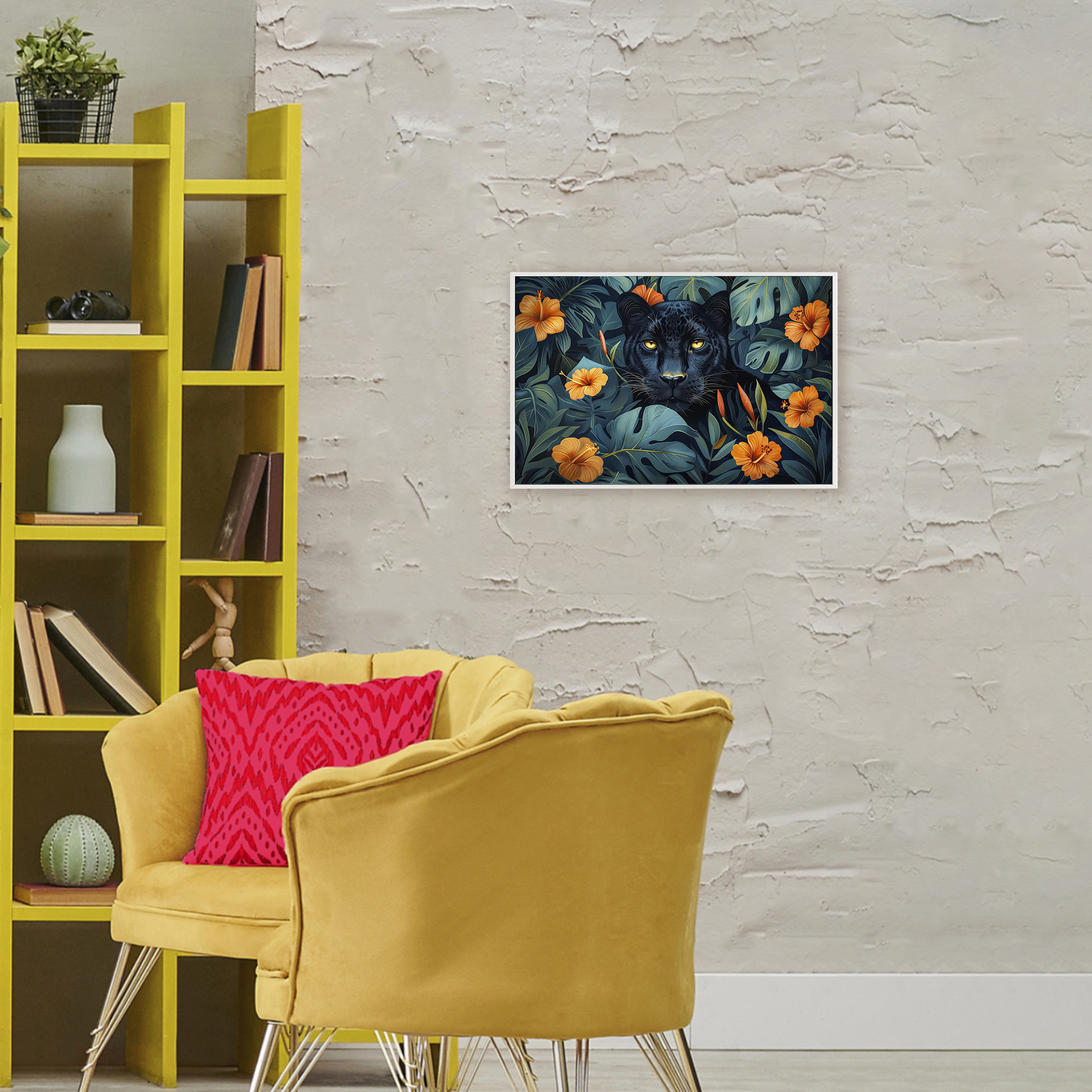 Stupell Industries Hiding Panther's Paradise White Framed Giclee Art, design by Ray Powers