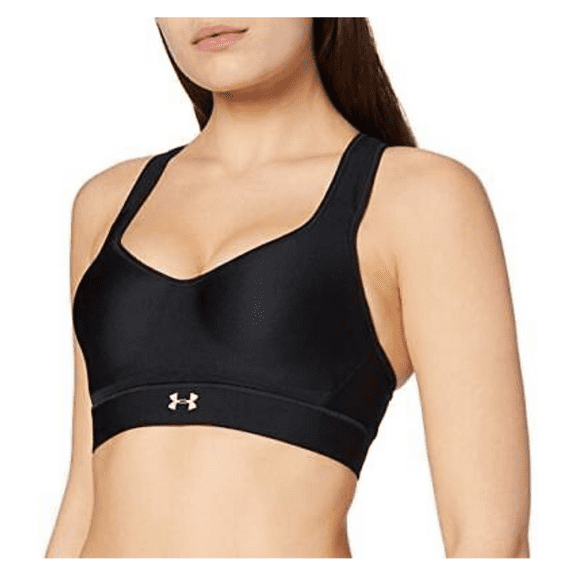 Under Armour Women's Warp Knit High Impact Sports Bra, Black/Reflective, 32C