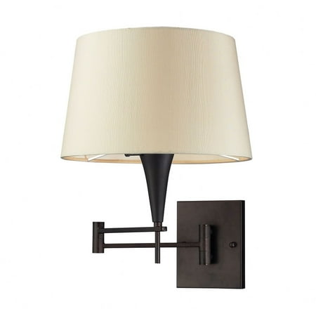 

1-Light Swingarm Wall Lamp in Aged Bronze with Beige Fabric Shade Made Of Fabric-Metal Art Deco Wall Sconce with 3-Way Switch Type Aged Bronze