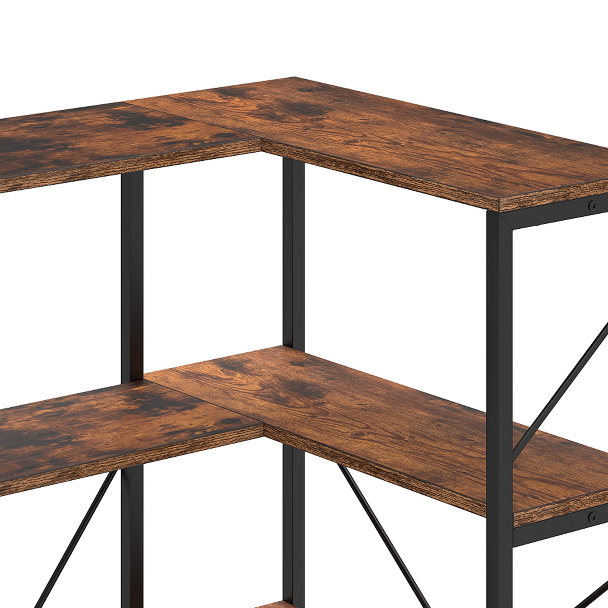 Uforic 5-Tier Corner Bookshelf, Corner Shelf Display Bookcase with Metal Frame for Home Office, Brown