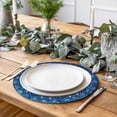thumbnail image 2 of Blue Flowers Round 13 Inch Placemats Set of 4, Farmhouse Boho Middle Century Floral Art HeatResistant Non Slip Place Mats for Dining Table, Wipeable Braided Kitchen Table Mats for Housewarming, 2 of 9