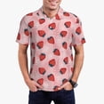 thumbnail image 3 of Balery Strawberries Printed Men’s Short Sleeve Polo Shirt, Midweight Men's Shirt,Golf Polo shirts -XX-Large, 3 of 9