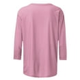 thumbnail image 4 of QUINDOS Ladies Tee Shirts 3/4 Sleeve Summer Pink Womens Tops Crew Neck Birthday Solid Tops, 4 of 5