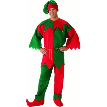 Long Sleeve Elf Mens Adult Santas Helper Christmas Costume Set-Std