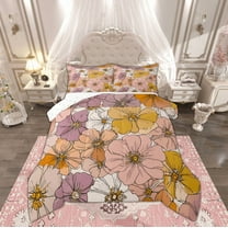 Manfei Female Flower Floral Bedding Comforter Set, Vintage Pink Blossoms Twin Comforter Sets, Western French Style Reversible Bedding Set, Luxury Bedroom Decor, 2 Pieces