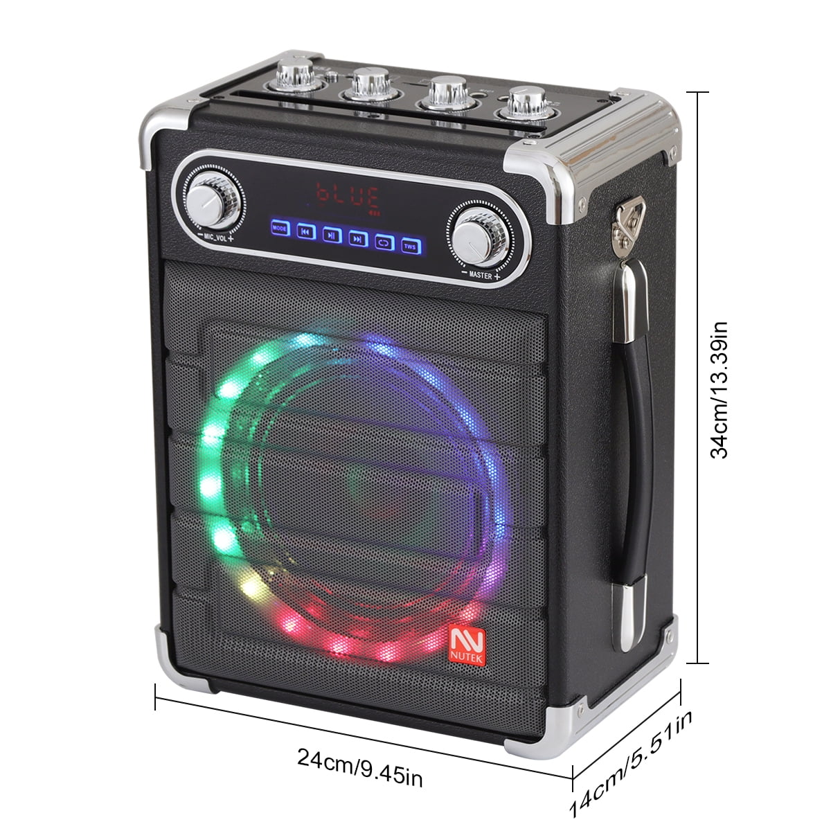 Lohoms Bluetooth Speaker Portable Karaoke Machine PA System 6.5" Woofer with 2 Wireless Microphones Remote LED Lights