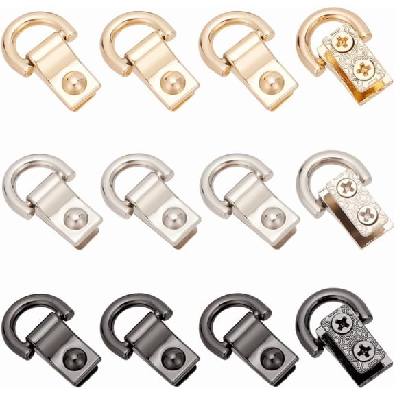 12pcs Purse Side Clip Buckles 3 Colors Handbag Suspension Clasps Shoulder Bag Chain Strap Connector with D-ring Alloy Die Casting Bag Hardware Accessories