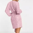 thumbnail image 4 of Blmnix Plus Size Valentine Dresses for Women 2026 Sequin Cocktail Under Dress Crew Neck Long Sleeve Pink Western Dress for Women,S, 4 of 9