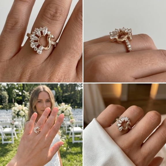 2Ct Round Cut Cubic Zirconia Women Engagement Band Ring 14K Rose Gold Plated Free Size