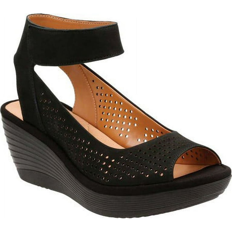 Women s Clarks Reedly Salene Wedge Ankle Strap Walmart