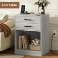 thumbnail image 3 of Afuhokles Nightstand Set of 2,Gray Bedside Table with Charging Station 2 Drawers, 3 of 6