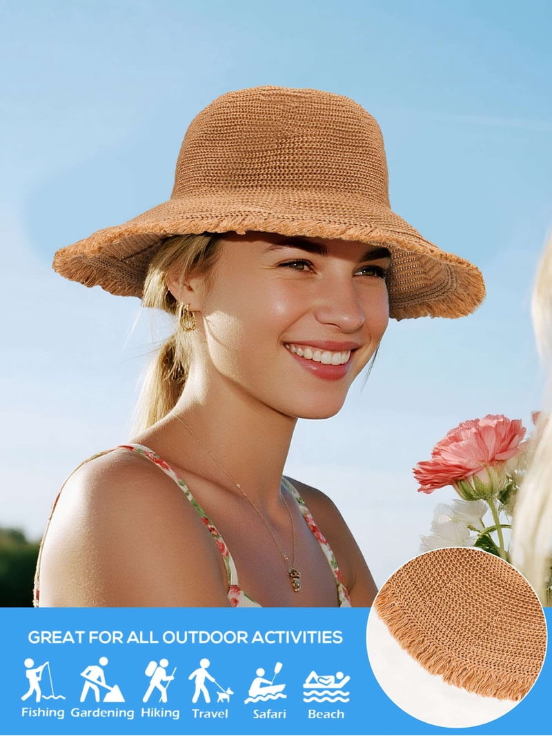 Deago Summer Straw Beach Sun Hats for Women UV Protection  display picture 1