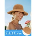 thumbnail image 4 of Deago Summer Straw Beach Sun Hats for Women UV Protection Wide Brim Travel Foldable Fringed Bucket Hat (Coffee), 4 of 9