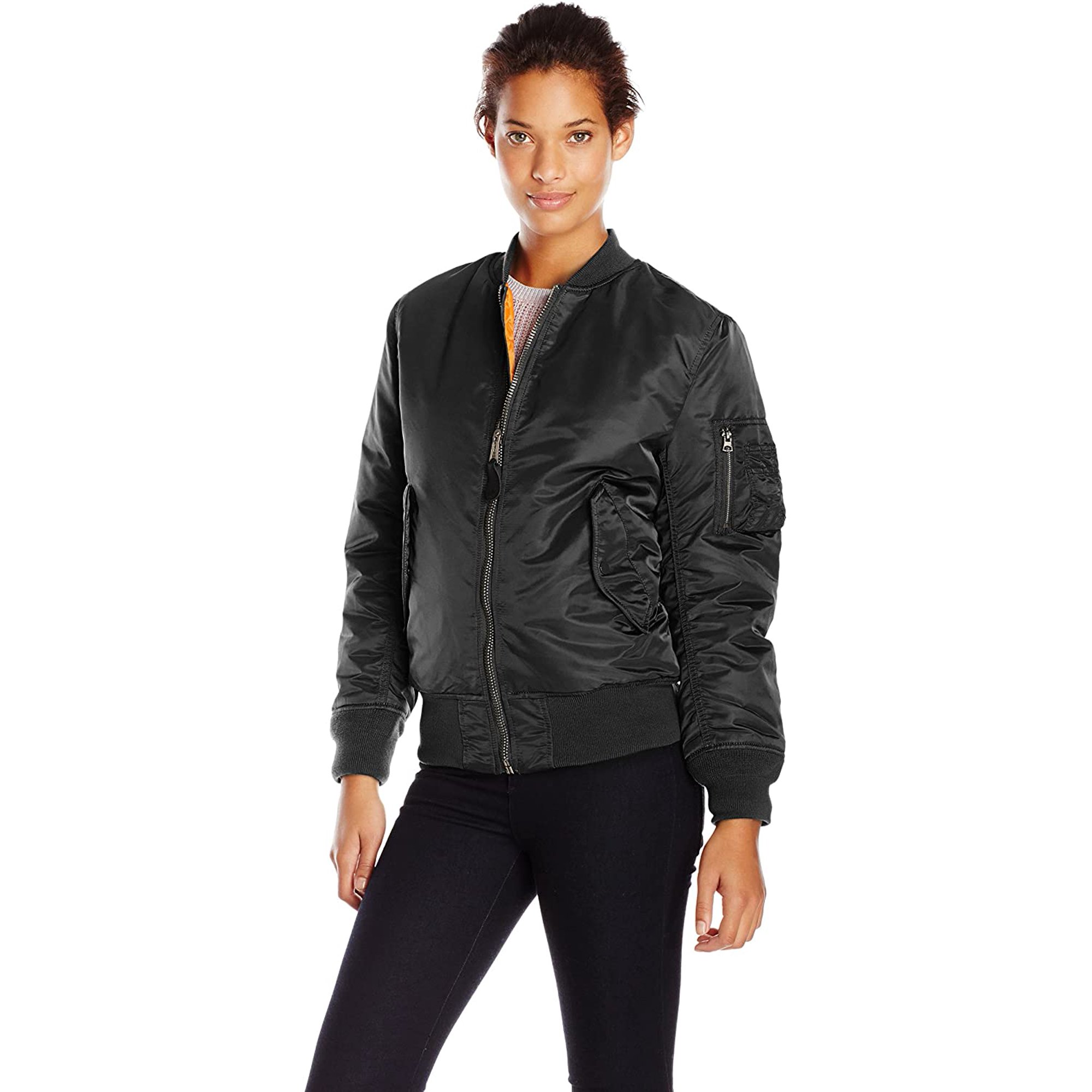 Alpha Industries Women S Ma 1 Flight Nylon Reversible Bomber Jacket Black X Small Walmart Canada