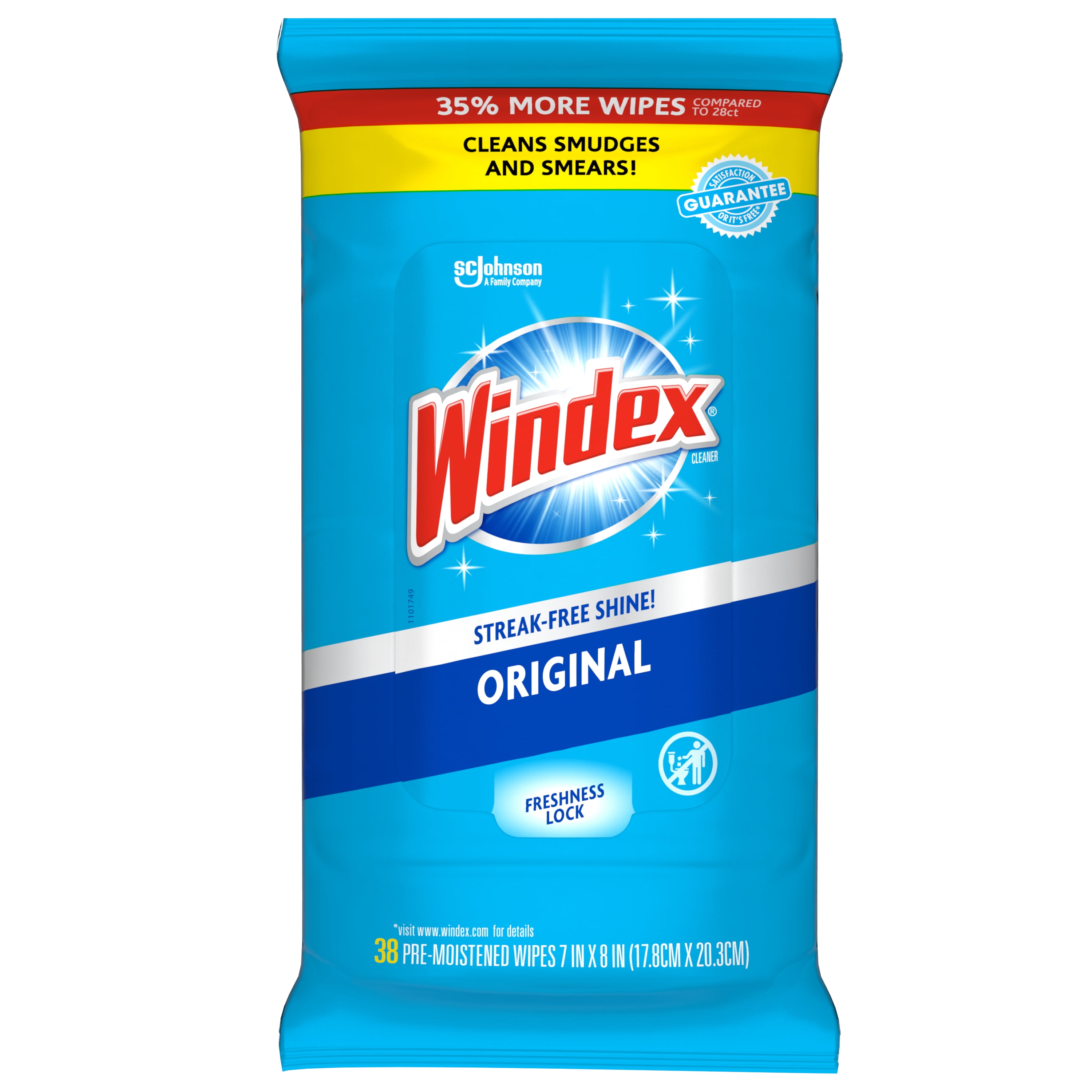 WINDEX ORIGINAL GLASS WIPES 38CT