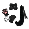 thumbnail image 1 of Máscara y cola de Therian para mujeres y niñas Perfecl disfraz de gato para festivales de clubes nocturnos y bailes de graduación Cabello corto negro, 1 of 8
