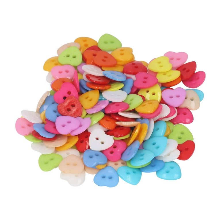  200pcs Heart Shaped Buttons, Assorted Color Tiny Button 2 Holes  Candy Color Sewing Crafts for Sewing Scrapbooking Knitting