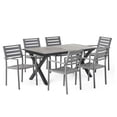 thumbnail image 2 of Noxx Outdoor 6 Seater Aluminum Dining Set with Expandable Table, Black and Gun Metal Gray, 2 of 11