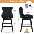 thumbnail image 6 of Homhum 360° Swivel Bar Stools Set of 2, Wood Legs and Fabric Island Chairs, Black, 6 of 7