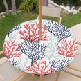 thumbnail image 6 of Round Outdoor Tablecloth with Umbrella Hole and Zipper, Red Navy Blue Coral Coastal Fitted Table Cover with Elastic Edge for 55-60 Inch, Summer Beach Seaside Nautical Waterproof Patio Tablecoths, 6 of 9