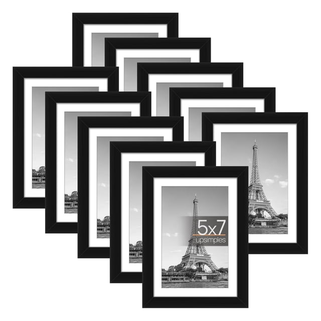 Marco de fotos Upsimples, 10 unidades, color negro, 5 x 7 cm, con alfombrilla, 4 x 6 unidades