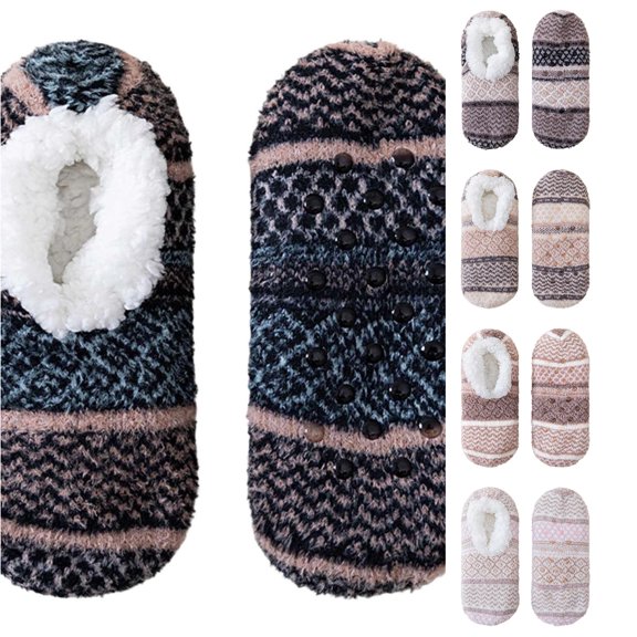 PMVFHDE Grip Sock Slippers Cozy Indoor Outdoor Winter Warmth - Footwear for Home Casual Relaxation, Black, One Size
