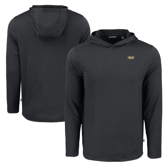 Men's Cutter & Buck Black VCU Rams Coastline Epic Comfort Eco Recycled Long Sleeve Hoodie T-Shirt