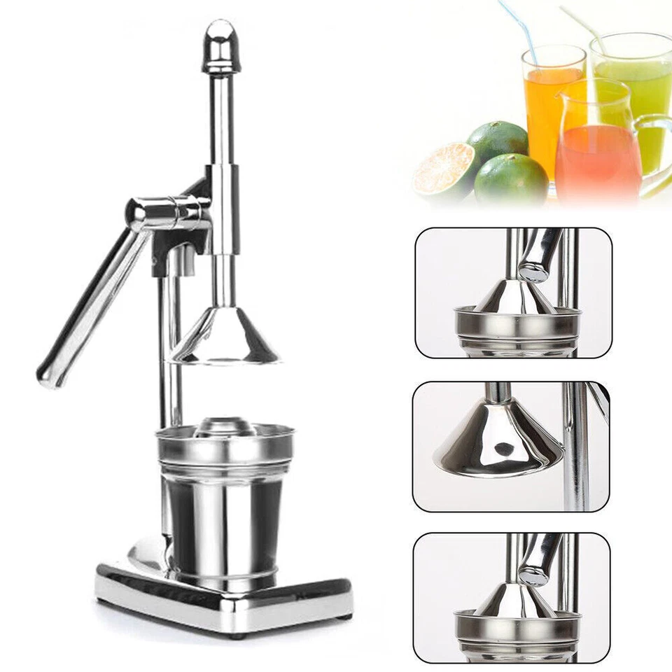 Manual Lemon Juicer Squeezer with Cup - Orange and Lemon Hand Juicer, Stainless Steel Large Fruit Juice Press for Commercial and Home