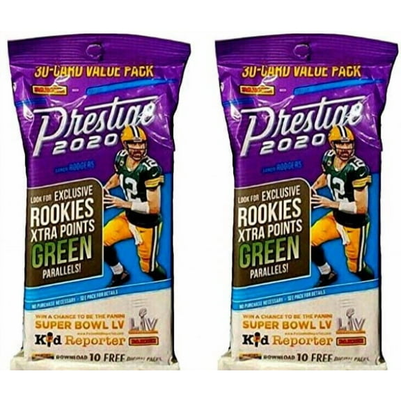 NFL Panini 2020 Prestige Football LOT of 2 Trading Card VALUE Packs (30 Card Per Pack!)