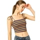 thumbnail image 2 of Top sin mangas de verano sin mangas con tirantes finos y tirantes finos con lazo a rayas arcoíris para mujer Multicolor Negro XS, 2 of 6
