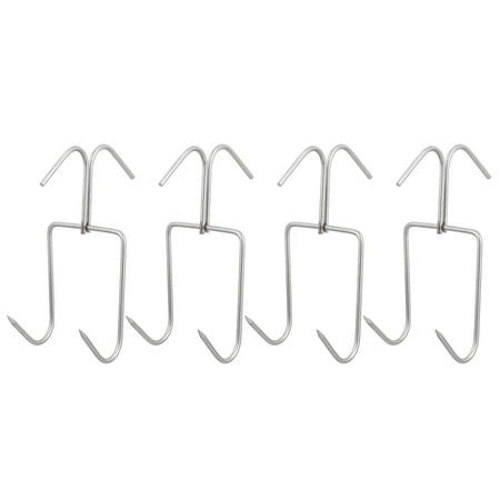 

4pcs Stainless Steel Hooks Thicken Meat Hooks Home Double Row BBQ Hooks