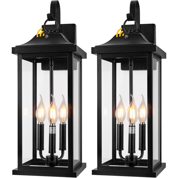Lámparas de pared para exteriores Roravilila, 23 pulgadas, 3 luces, color negro, IP65