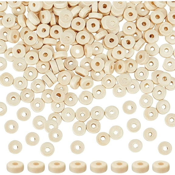 1000PCS 8mm Wooden Flat Spacer Beads Unfinished Flat Wood Loose Beads Wooden Coin Spacer Beads for DIY Bracelet Necklace Earring Craft Supplies(hole: 2.5mm) for DIY
