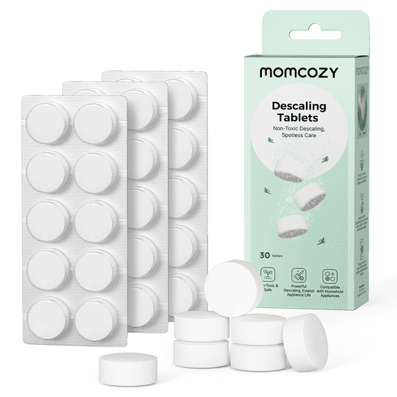 Momcozy Official Descaling Tablets, Compatible KleanPal Pro Baby Bottle Washer, Descaler for Milk & Limescale Removal, 30 Count