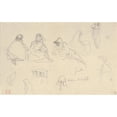 thumbnail image 2 of Eugène Delacroix 18x13 Black Ornate Wood Framed Double Matted Museum Art Print Titled - Sketches of Figures and a Tile-Roofed Building, Seville, Spain (1832), 2 of 5