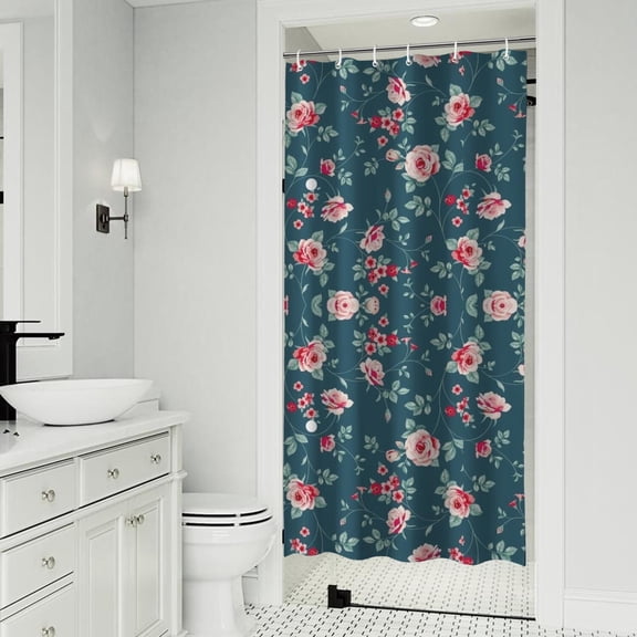 Pioneer Flower Floral Print Pattern Shower Curtain 36"x72" ,Bathroom Decorative Shower Curtains Set with 12 Hooks,Modern Waterproof Washable Shower Curtain