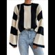 thumbnail image 2 of Suéter de Punto con Cuello Alto y Mangas Acampanadas con Bloques de Color para Mujer Albaricoque L, 2 of 9