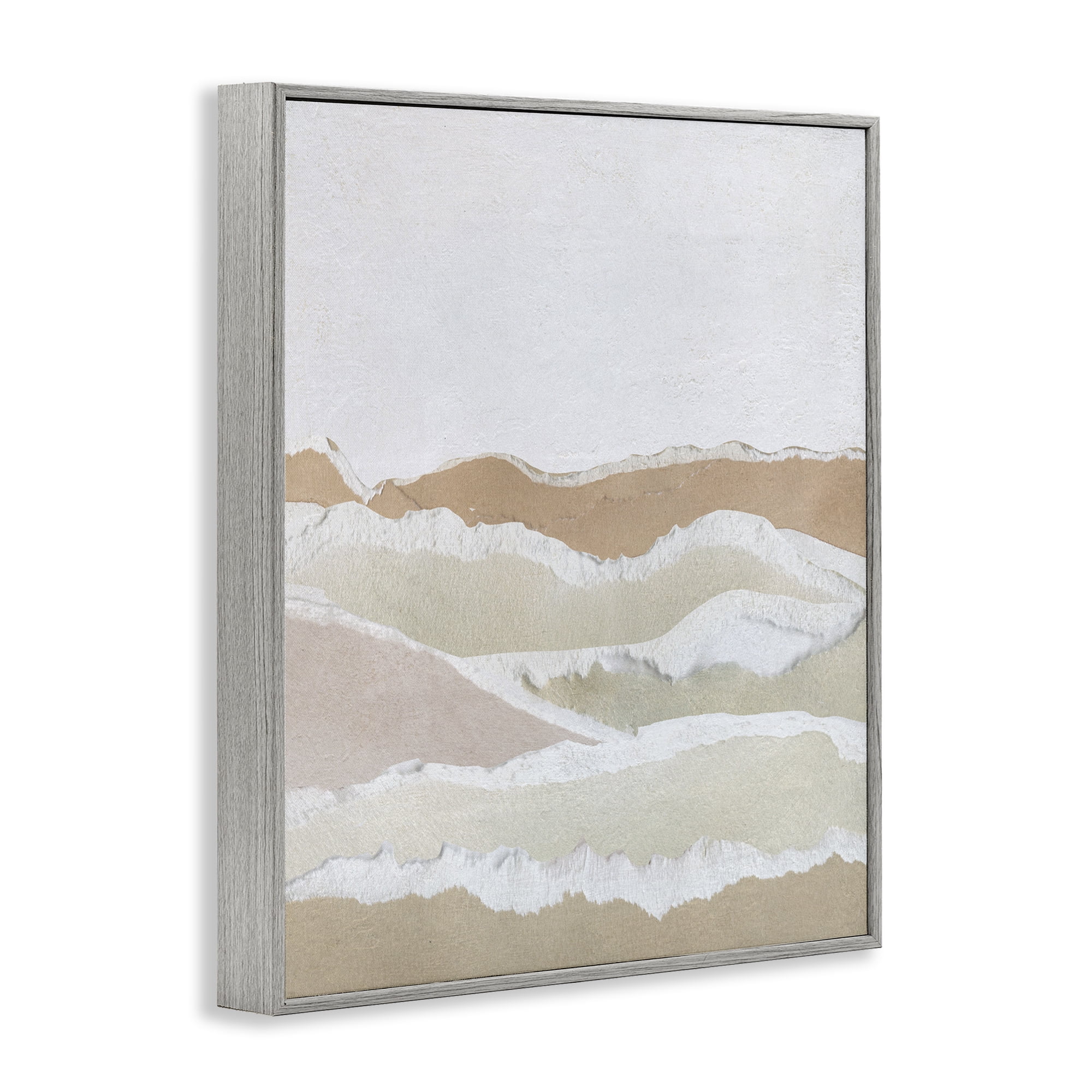 Stupell Industries Collaged Dessert Hills Abstract Painting Gray Framed Art Print Wall Art, 16 x 20